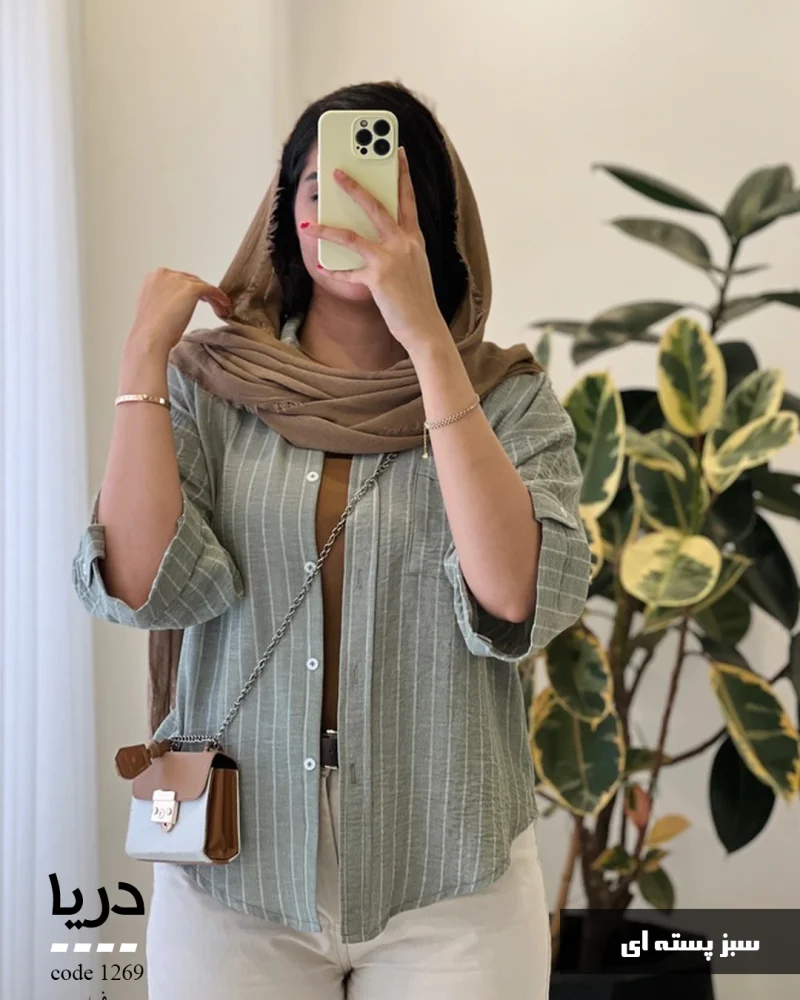 شومیز دریا جنس لینن لوک ترک کد 1269 - تصویر 2
