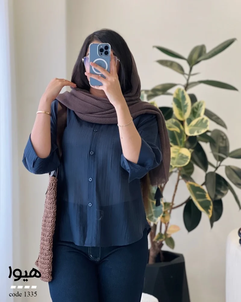 شومیز هیوا جنس پری شیشه ای ابریشم کد 1335 - تصویر 11