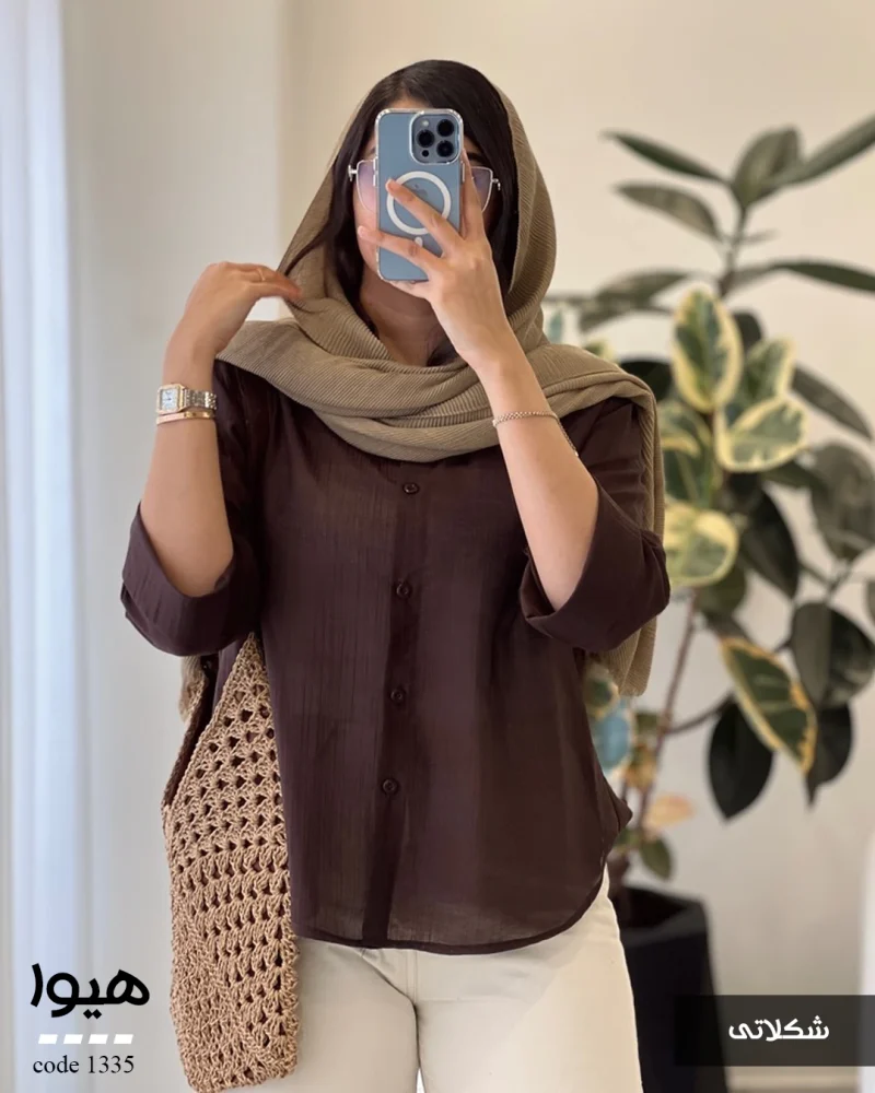 شومیز هیوا جنس پری شیشه ای ابریشم کد 1335 - تصویر 13