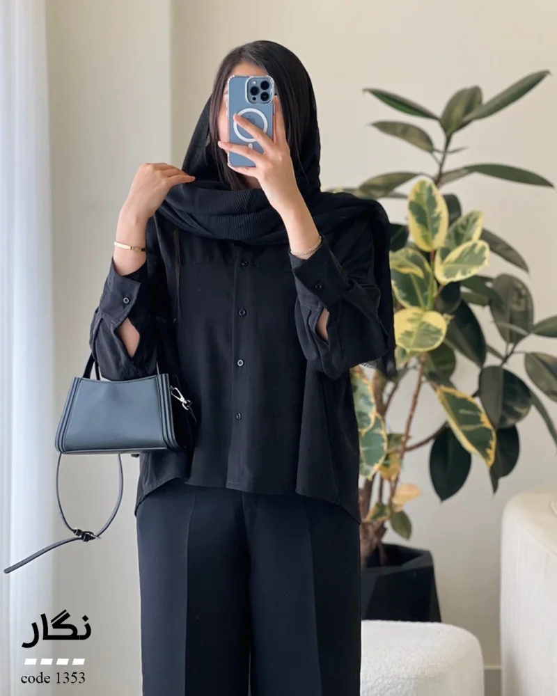 شومیز مدل نگار جنس کرپ پتینه کد 1353 - تصویر 7