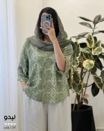 شومیز لیدو نخ مودال سوزن دوزی شده کد 1347 - تصویر 6