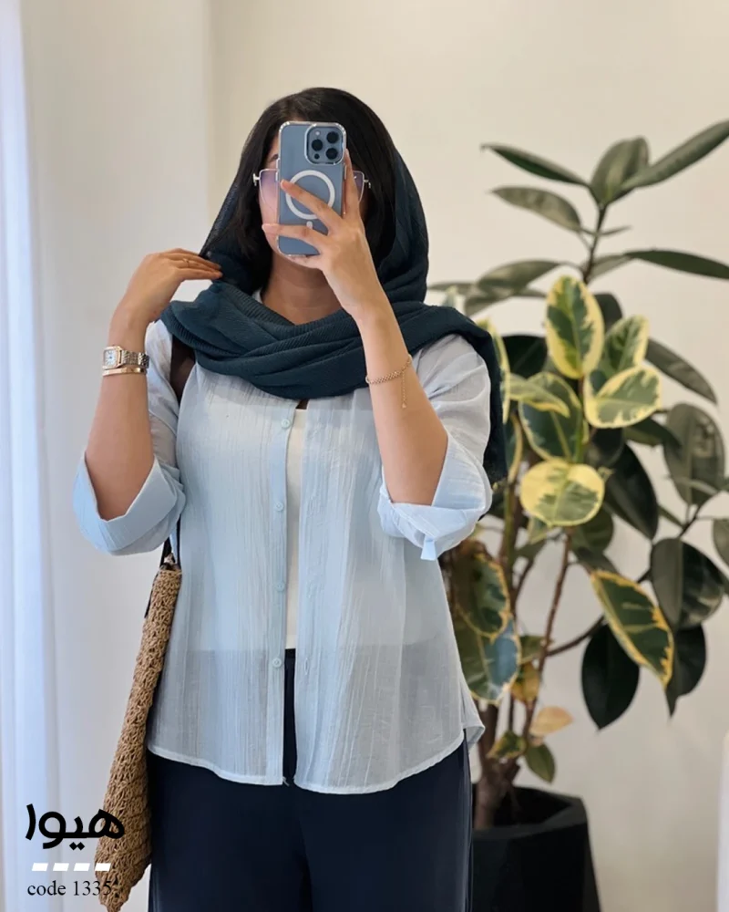شومیز هیوا جنس پری شیشه ای ابریشم کد 1335 - تصویر 5