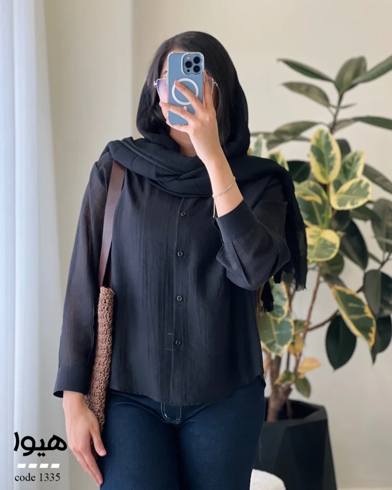 شومیز هیوا جنس پری شیشه ای ابریشم کد 1335 - تصویر 9