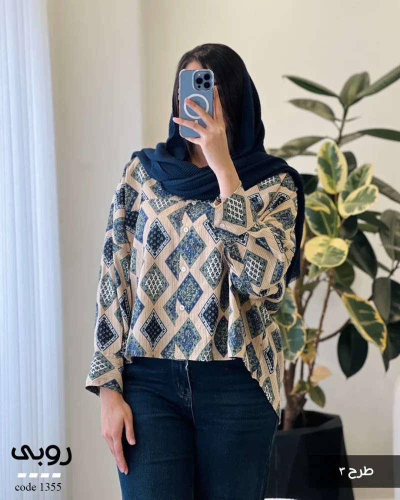 حراج شومیز مدل روبی جنس لینن کوک دوزی کد 1355 - تصویر 5