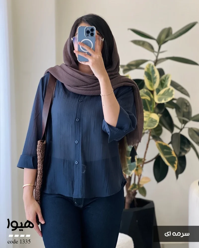 شومیز هیوا جنس پری شیشه ای ابریشم کد 1335 - تصویر 6