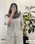 شومیز لیدو نخ مودال سوزن دوزی شده کد 1347 - تصویر 2
