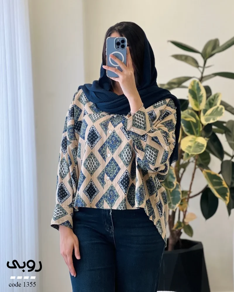 حراج شومیز مدل روبی جنس لینن کوک دوزی کد 1355 - تصویر 4