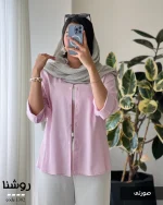 شومیز روشنا جنس کرپ لایوسل ترک کد 1382 - تصویر 7
