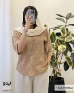 شومیز لیدو نخ مودال سوزن دوزی شده کد 1347 - تصویر 7