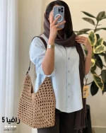 کیف مدل رافیا 5 حصیر دست بافت کد 1337 - تصویر 3
