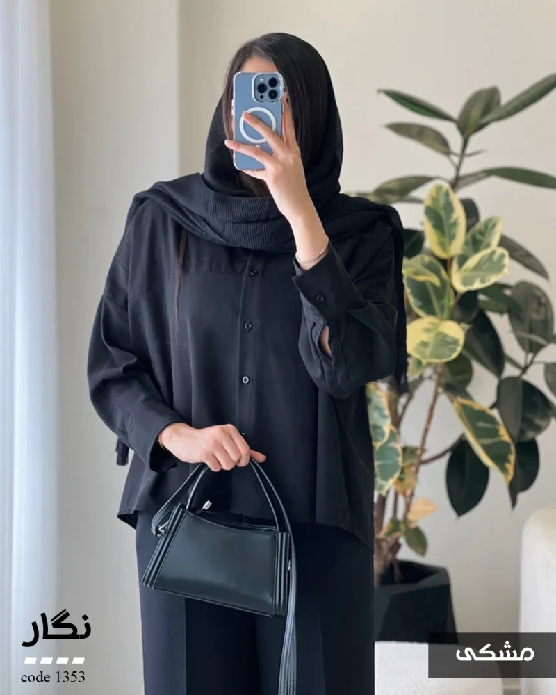 شومیز مدل نگار جنس کرپ پتینه کد 1353 - تصویر 4