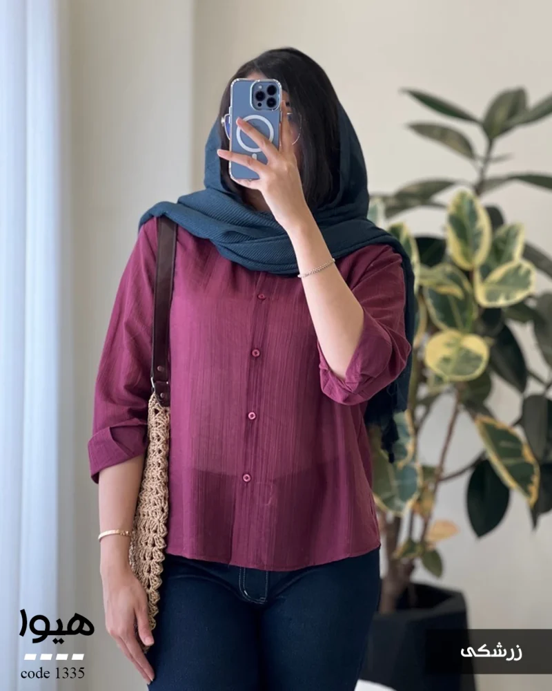 شومیز هیوا جنس پری شیشه ای ابریشم کد 1335 - تصویر 2