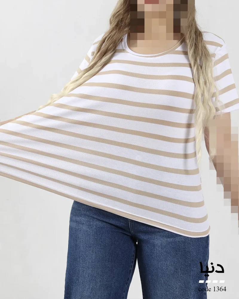 تیشرت کبریتی راه راه دنیا کد 1364 - تصویر 2
