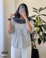 شومیز لیدو نخ مودال سوزن دوزی شده کد 1347 - تصویر 7