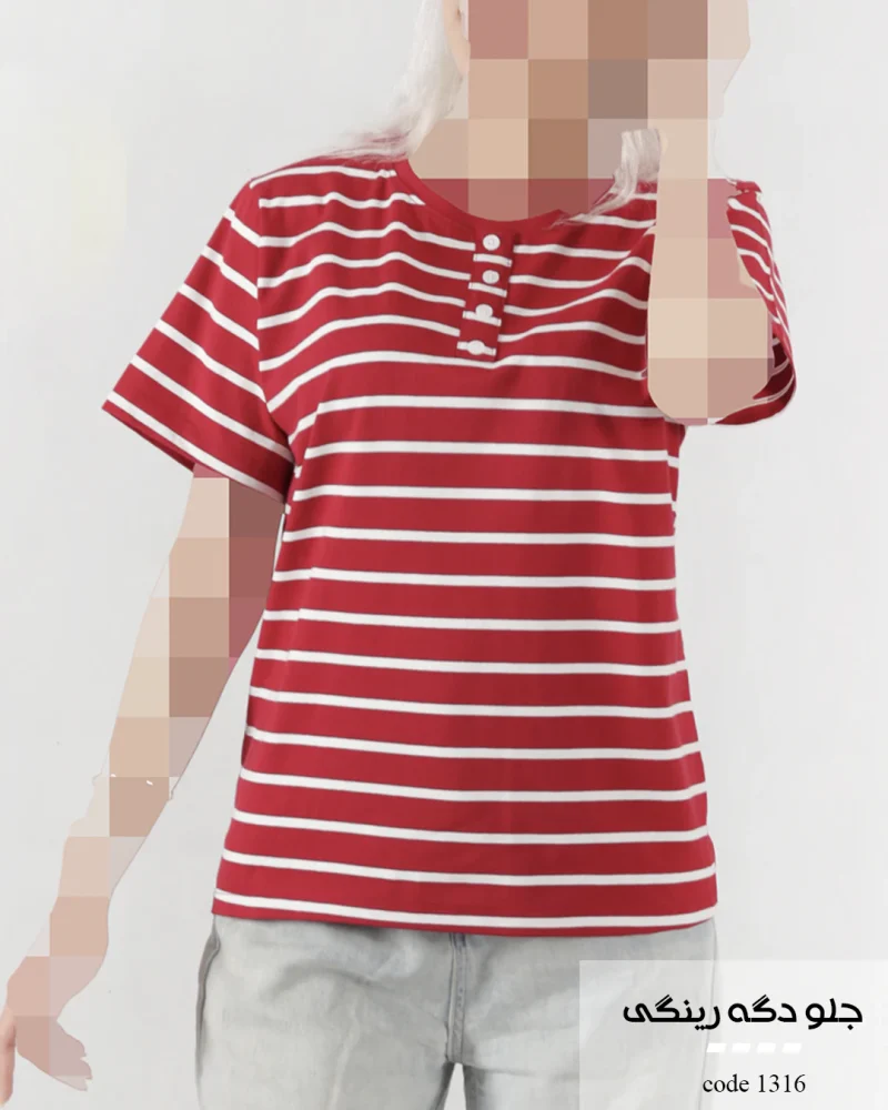 تیشرت جلو دگمه رینگی پنبه لاکرا اعلا کد 1316 - تصویر 5