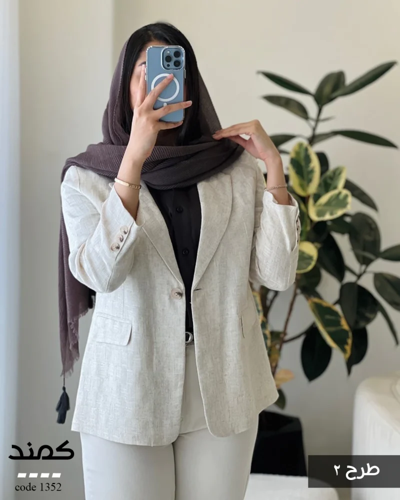 کت کمند جنس لینن نچرال ترک کد 1352 - تصویر 3