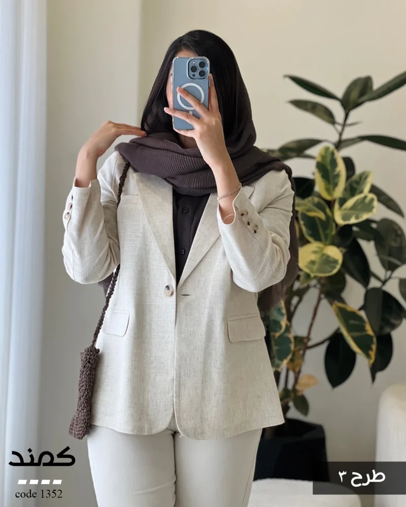 کت کمند جنس لینن نچرال ترک کد 1352 - تصویر 4
