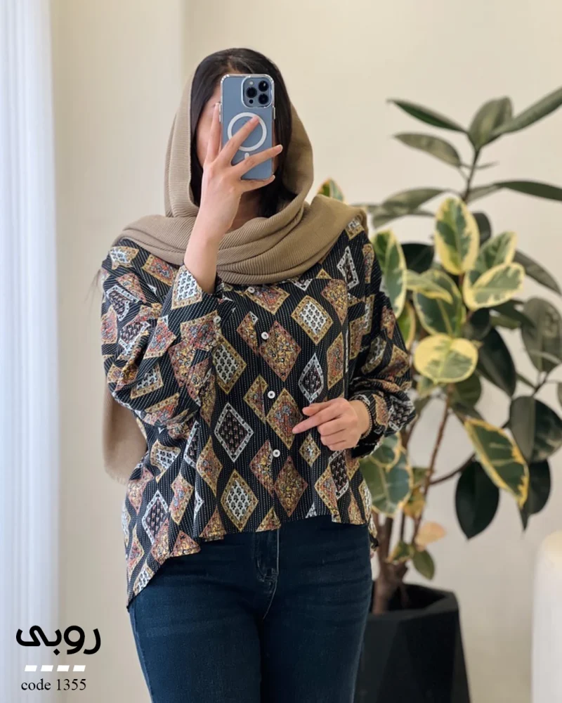 حراج شومیز مدل روبی جنس لینن کوک دوزی کد 1355 - تصویر 2