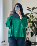 شومیز مدل نگار جنس کرپ پتینه کد 1353 - تصویر 2