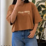 تیشرت کراپ باکسی MIU MIU کد 1376