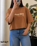 تیشرت کراپ باکسی MIU MIU کد 1376