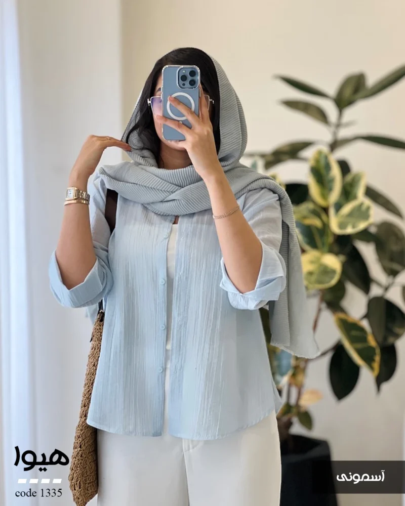 شومیز هیوا جنس پری شیشه ای ابریشم کد 1335 - تصویر 12
