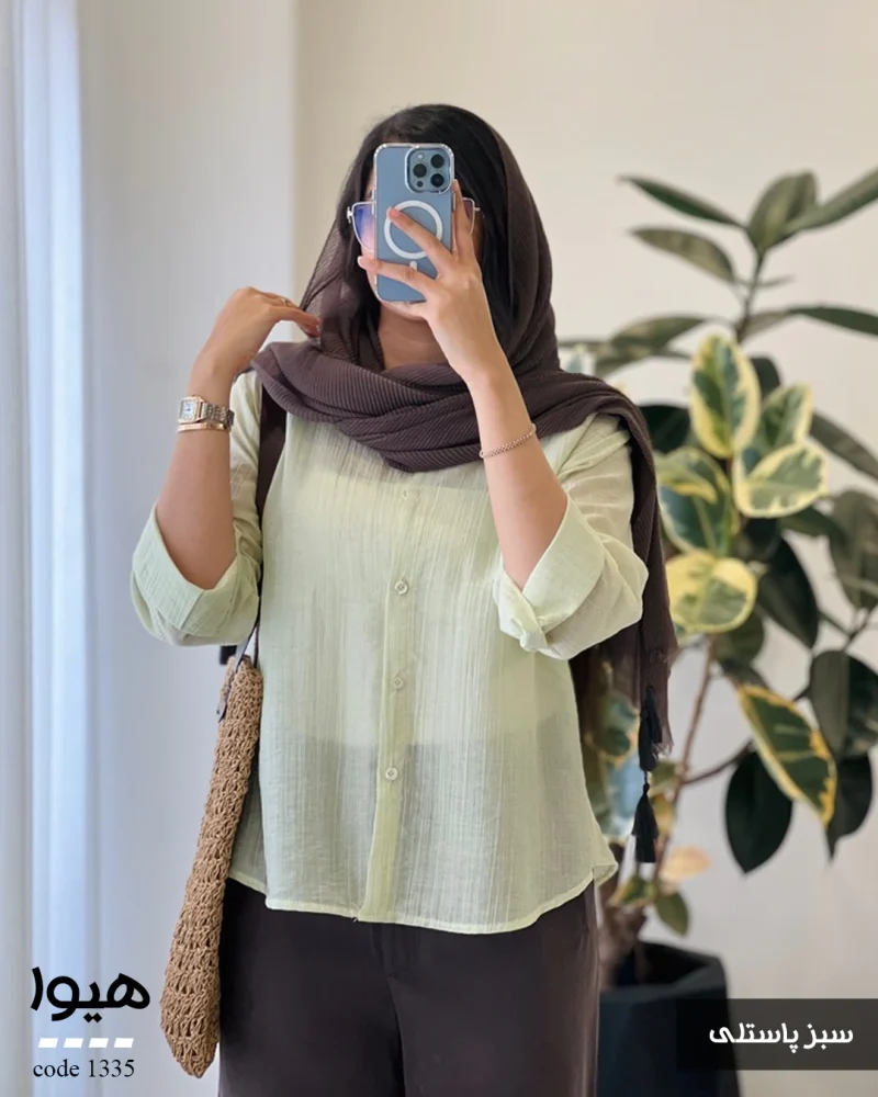 شومیز هیوا جنس پری شیشه ای ابریشم کد 1335 - تصویر 4