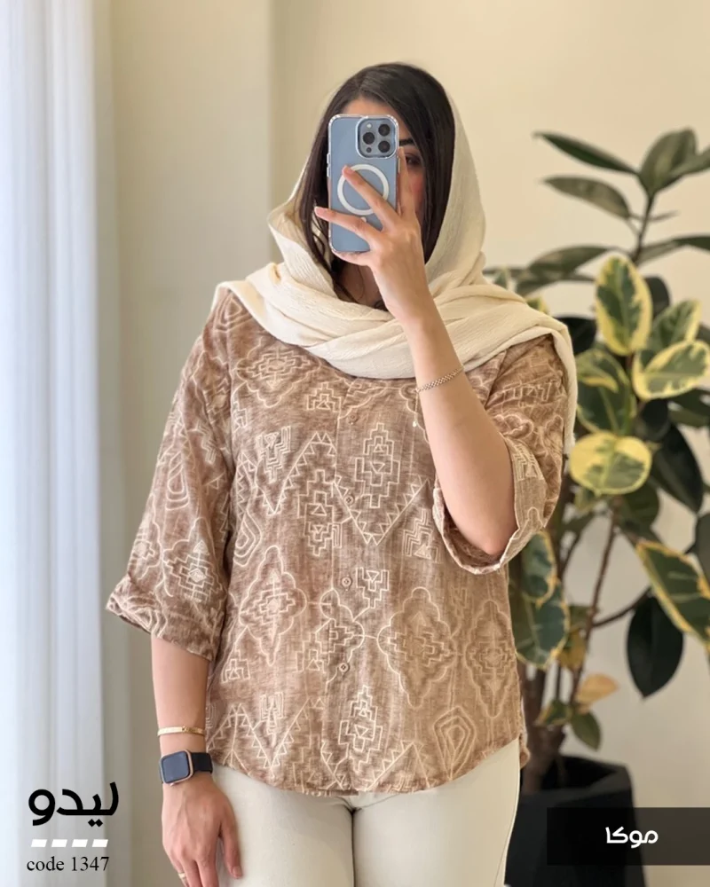 شومیز لیدو نخ مودال سوزن دوزی شده کد 1347 - تصویر 6
