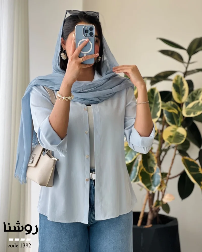 شومیز روشنا جنس کرپ لایوسل ترک کد 1382 - تصویر 15