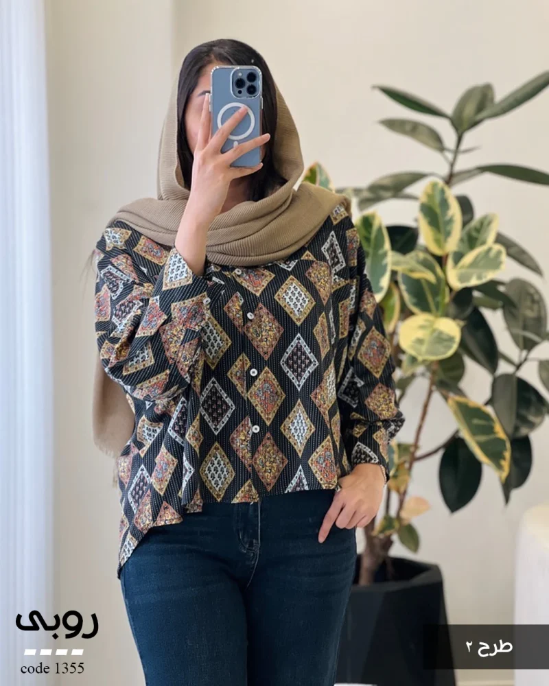 حراج شومیز مدل روبی جنس لینن کوک دوزی کد 1355 - تصویر 6