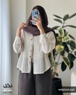 شومیز نخل جنس گیپور کد 1365 - تصویر 3