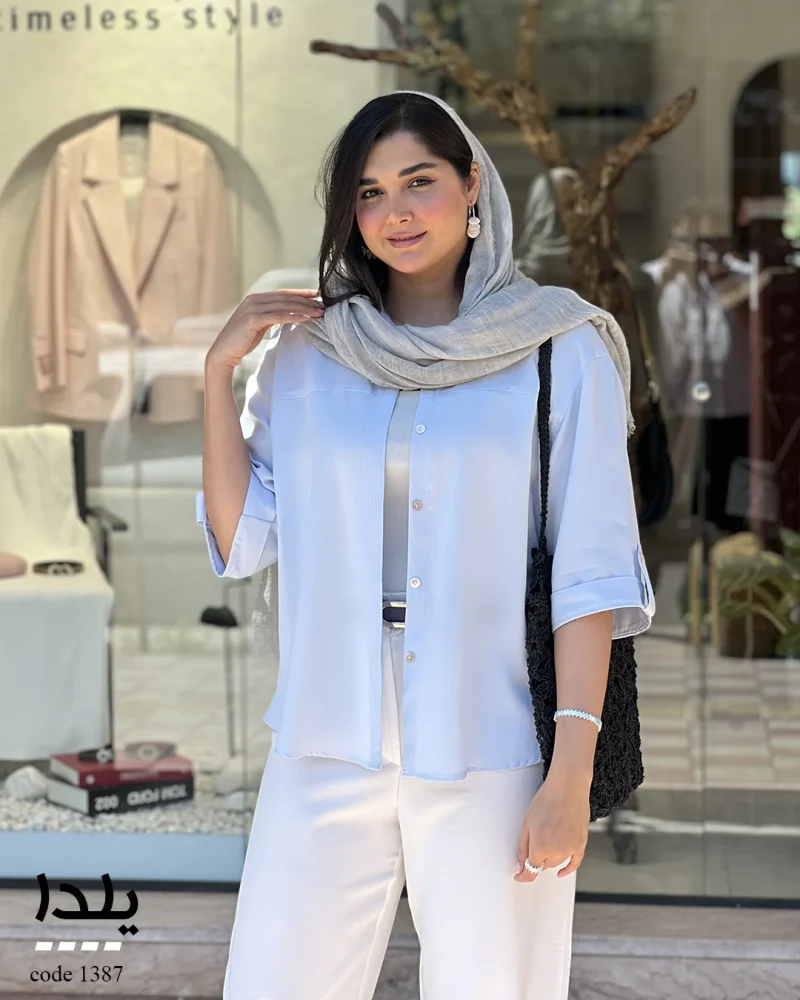 شومیز مدل یلدا جنس لایوسل سیلک ترک کد 1387 - تصویر 11