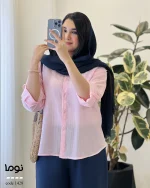 شومیز نوما پشت دگمه جنس پری شیشه ای کد 1428 - تصویر 3