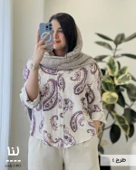 شومیز لنا جنس لینن ایتالیایی کد 1403 - تصویر 3