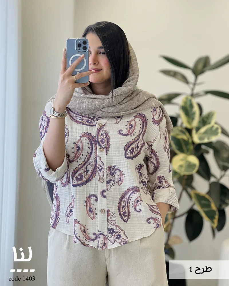 شومیز لنا جنس لینن ایتالیایی کد 1403 - تصویر 3