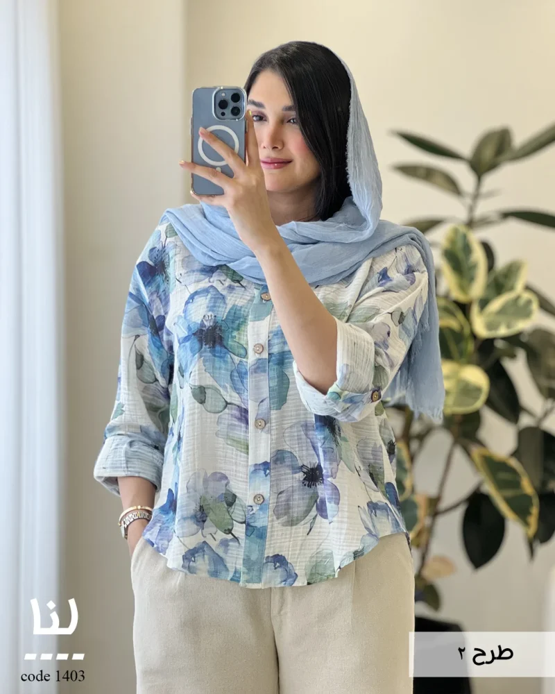 شومیز لنا جنس لینن ایتالیایی کد 1403 - تصویر 5