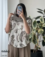 شومیز چشمه جنس لینن ایتالیایی کد 1419 - تصویر 10