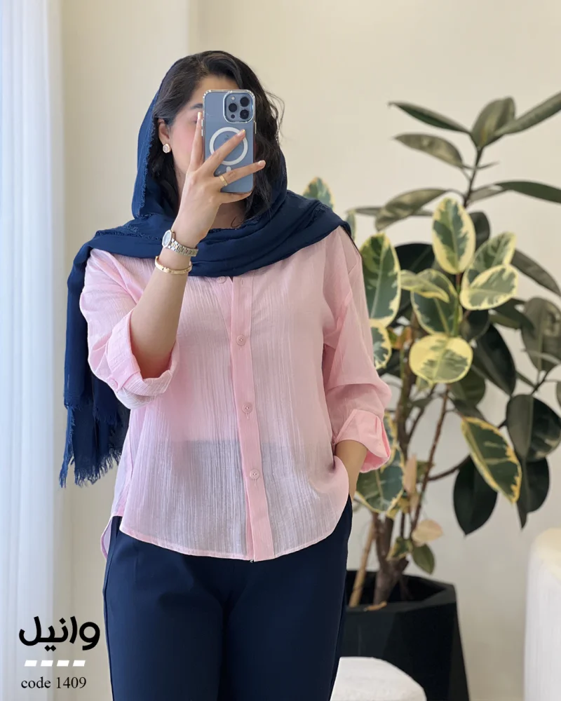 شومیز وانیل جنس پری شیشه ای نخ مودال کد 1409 - تصویر 11