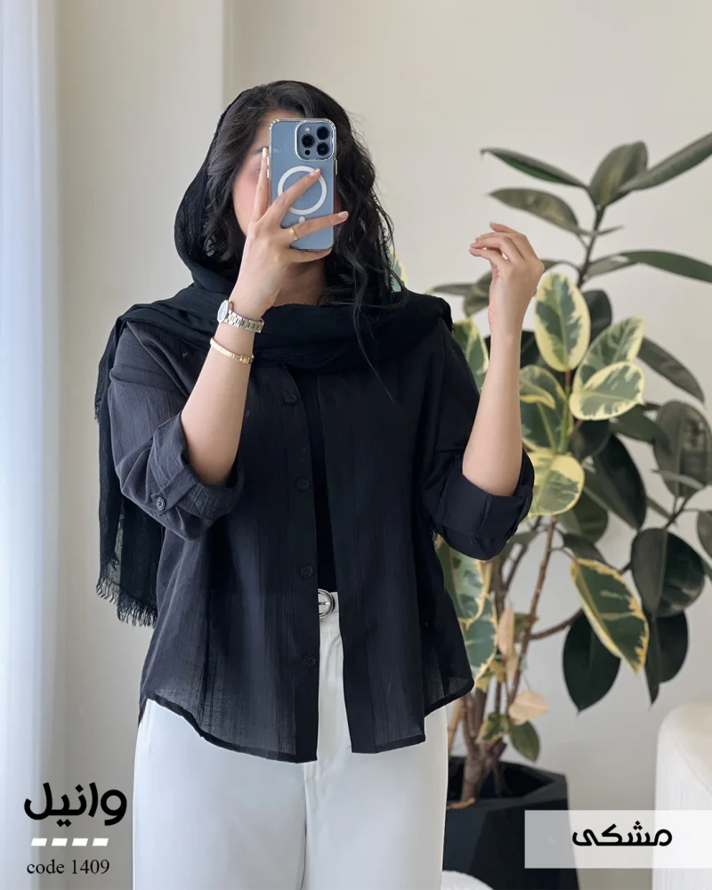 شومیز وانیل جنس پری شیشه ای نخ مودال کد 1409 - تصویر 8