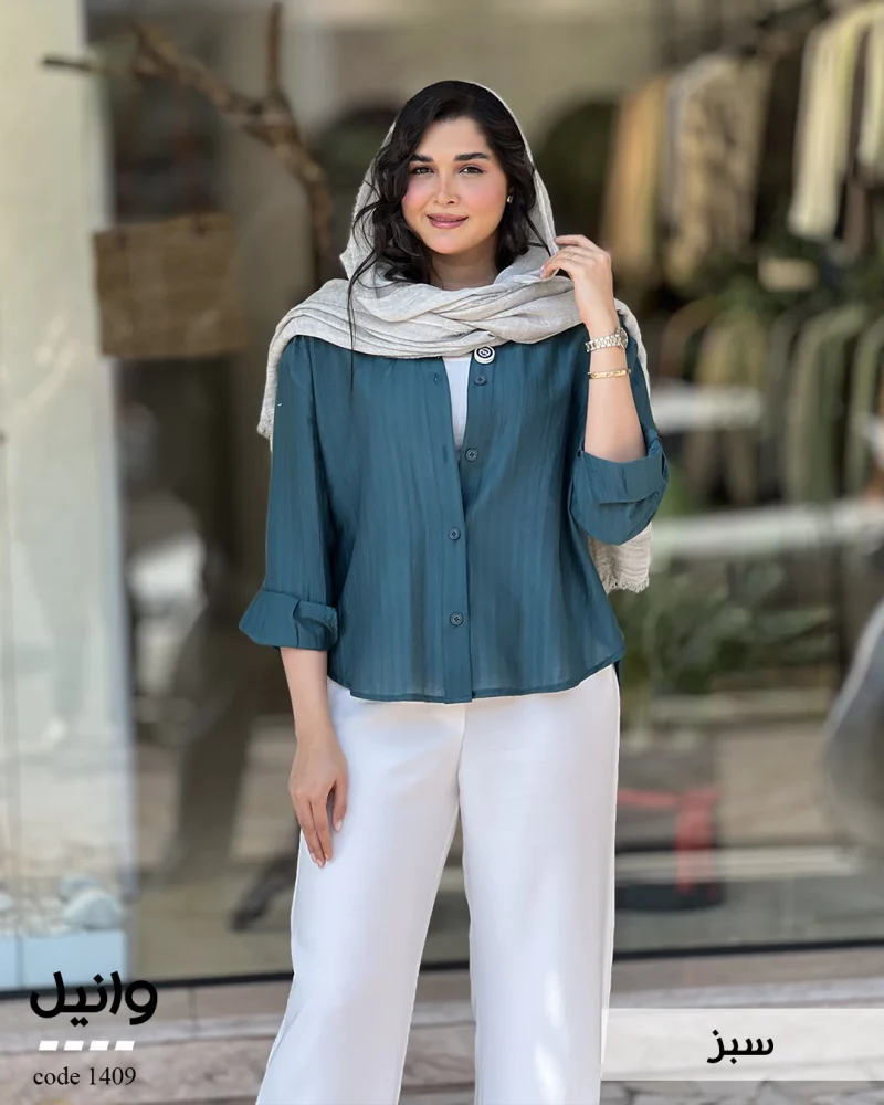 شومیز وانیل جنس پری شیشه ای نخ مودال کد 1409 - تصویر 3