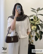 شومیز باکسی نیلا جنس لینن کوک دوزی کد 1416 - تصویر 6