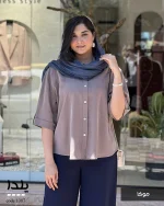 شومیز مدل یلدا جنس لایوسل سیلک ترک کد 1387 - تصویر 7