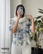 شومیز چشمه جنس لینن ایتالیایی کد 1419 - تصویر 4