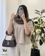 شومیز باکسی نیلا جنس لینن کوک دوزی کد 1416 - تصویر 3