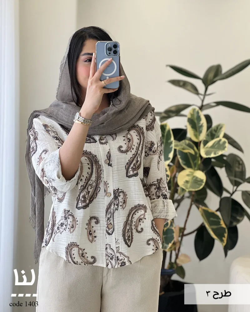 شومیز لنا جنس لینن ایتالیایی کد 1403 - تصویر 4