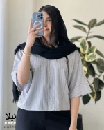 شومیز باکسی نیلا جنس لینن کوک دوزی کد 1416 - تصویر 7