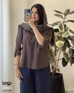 شومیز نوما پشت دگمه جنس پری شیشه ای کد 1428 - تصویر 10