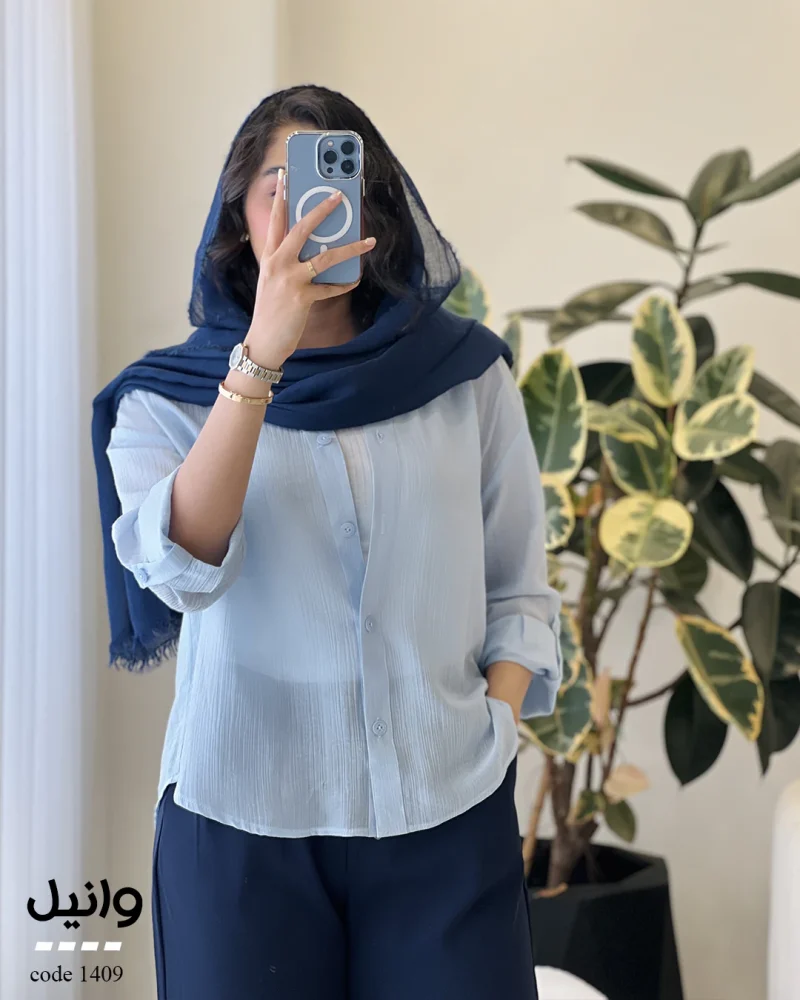 شومیز وانیل جنس پری شیشه ای نخ مودال کد 1409 - تصویر 6