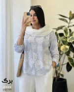 شومیز وارداتی طرح برگی جنس لینن ترک کد 1434
