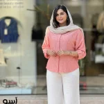 شومیز مدل آسو پشت دگمه جنس لین زارا کد 1441